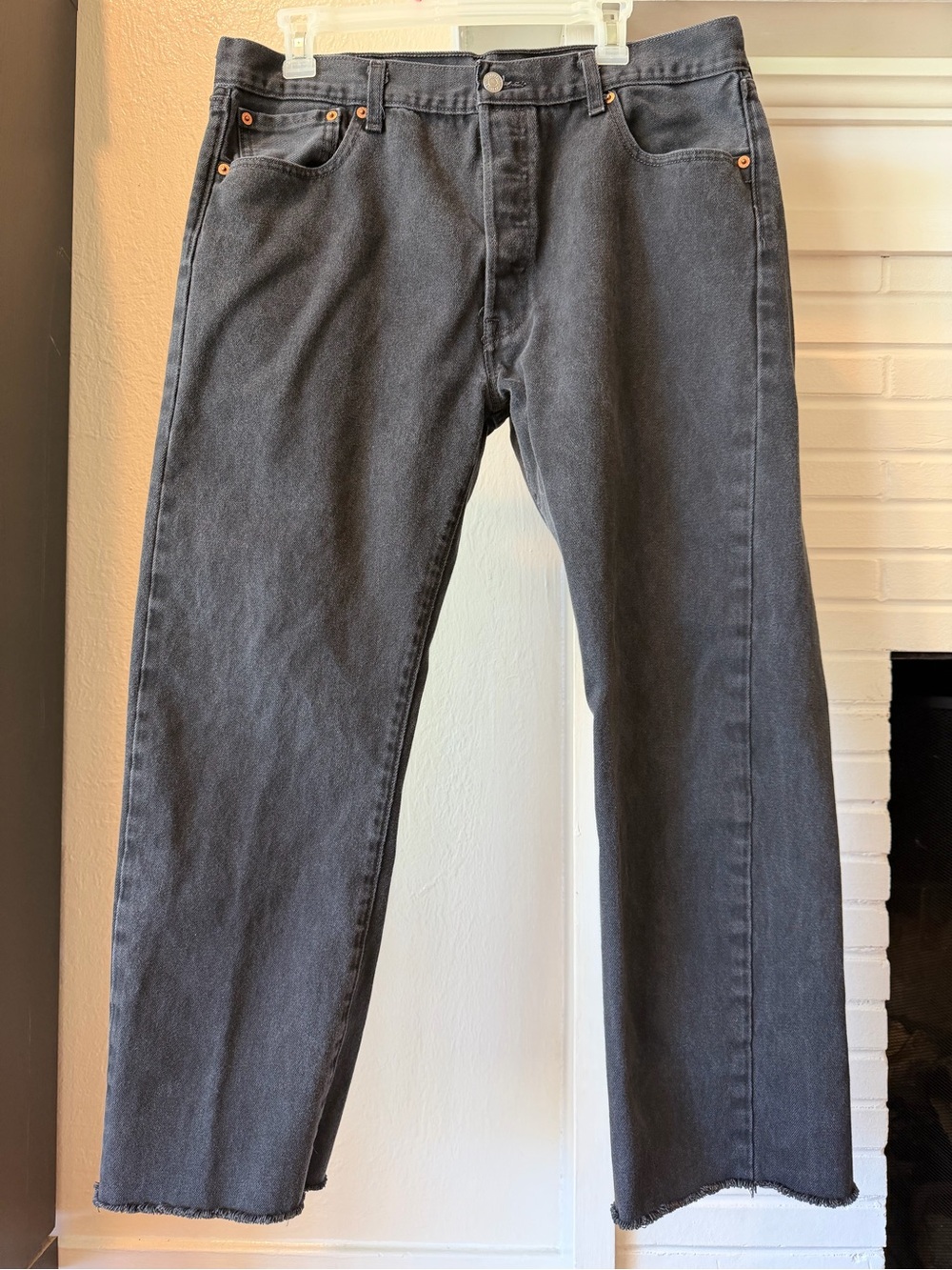 Levi’s 501 Original Fit Black Jeans Men’s 36x32 Button Fly Raw Hem 100% Cotton